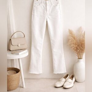 MOTHER the Hustler ankle gray jeans size 27 white raw hem